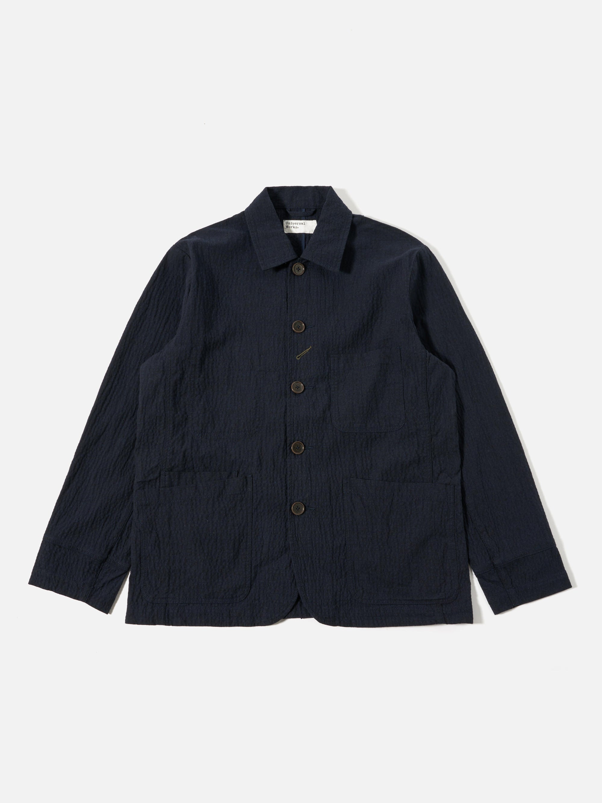 Universal Works Original Bakers Jacket in Dark Navy Ospina Cotton