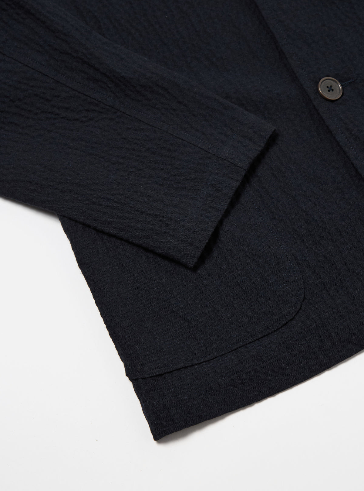 Universal Works Two Button Jacket in Dark Navy Ospina Cotton