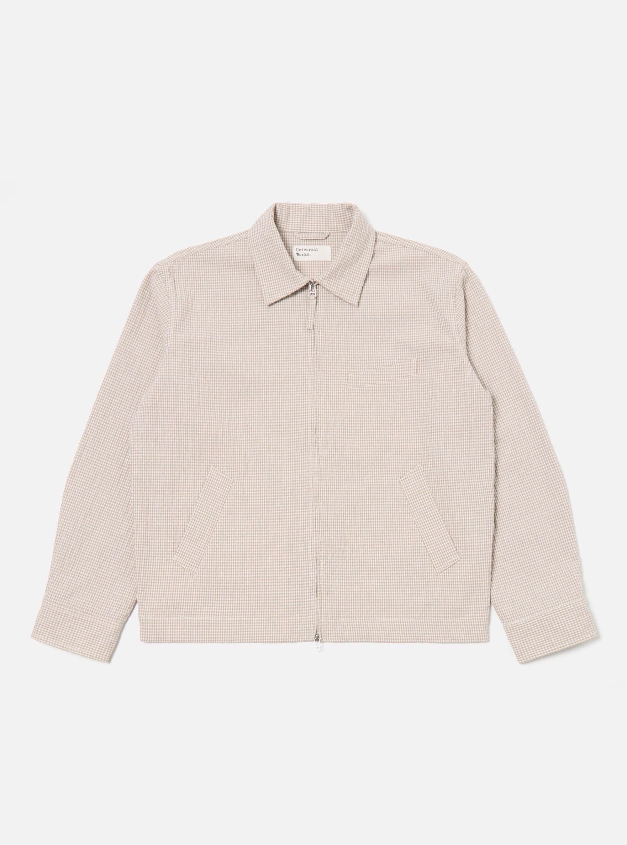 Universal Works Windcheater Jacket in Ecru/Sand Ospina Check Cotton