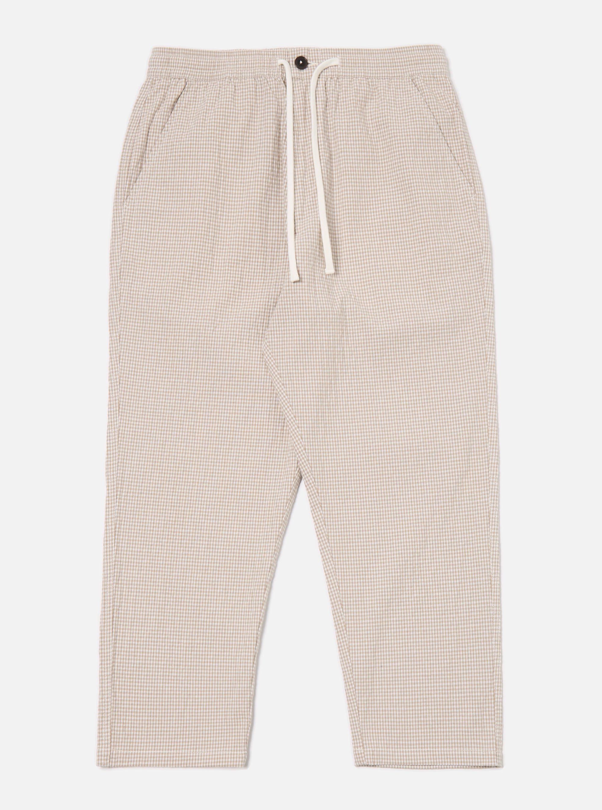 Universal Works Hi Water Trouser in Ecru/Sand Ospina Check Cotton