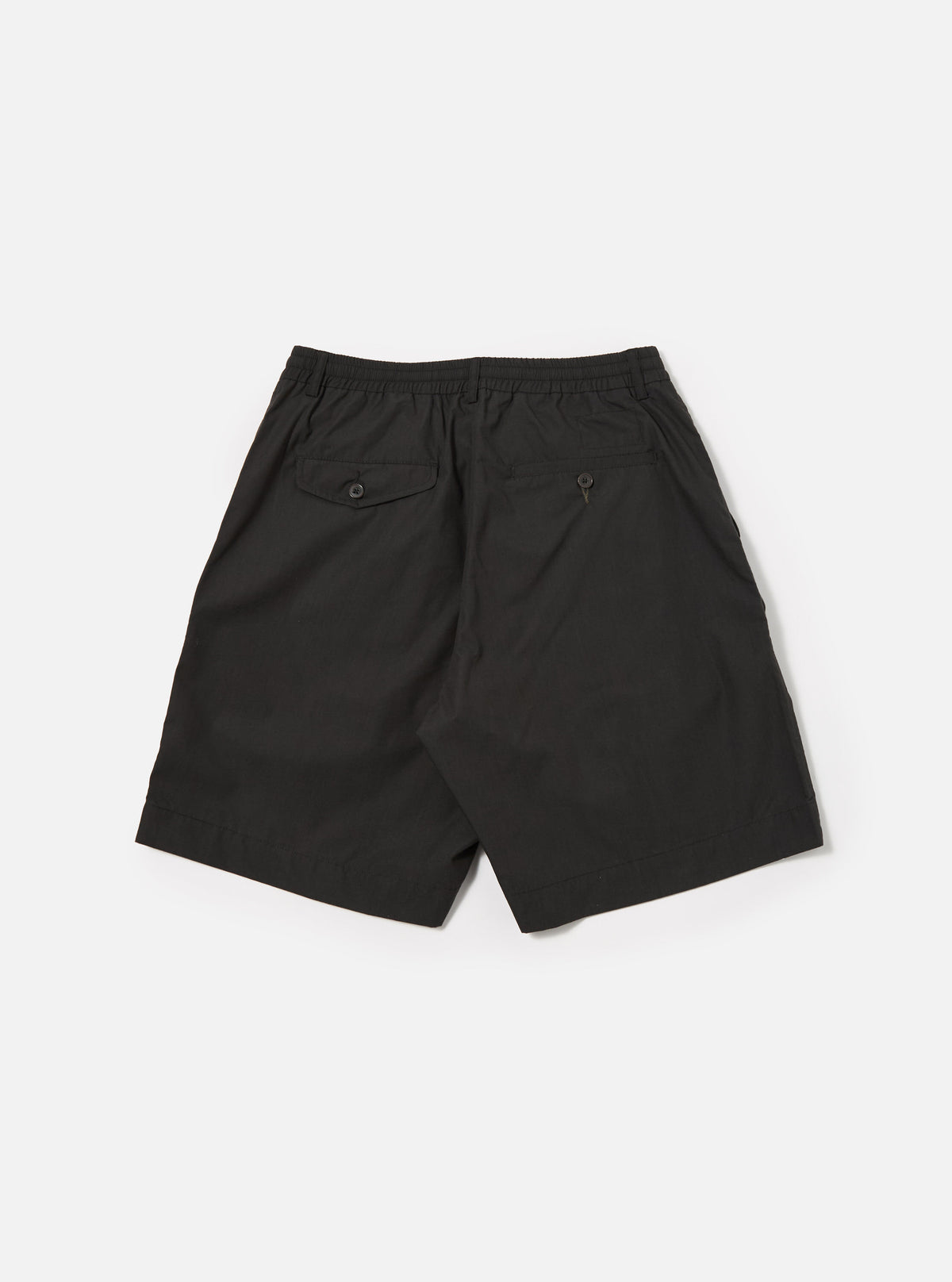 Universal Works Pleated Track Short in Black Recycled Polytech