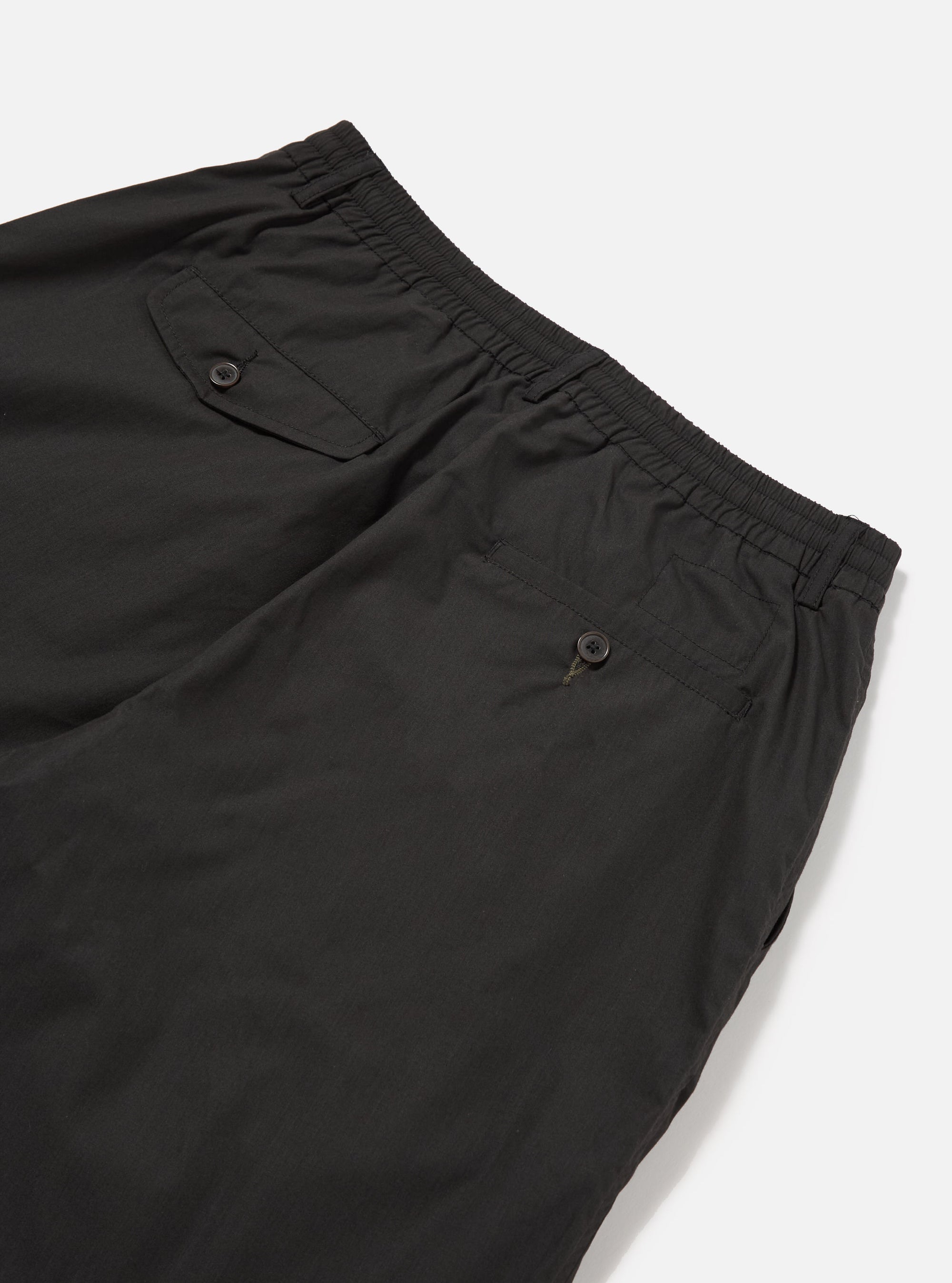 Universal Works Pleated Track Short in Black Recycled Polytech