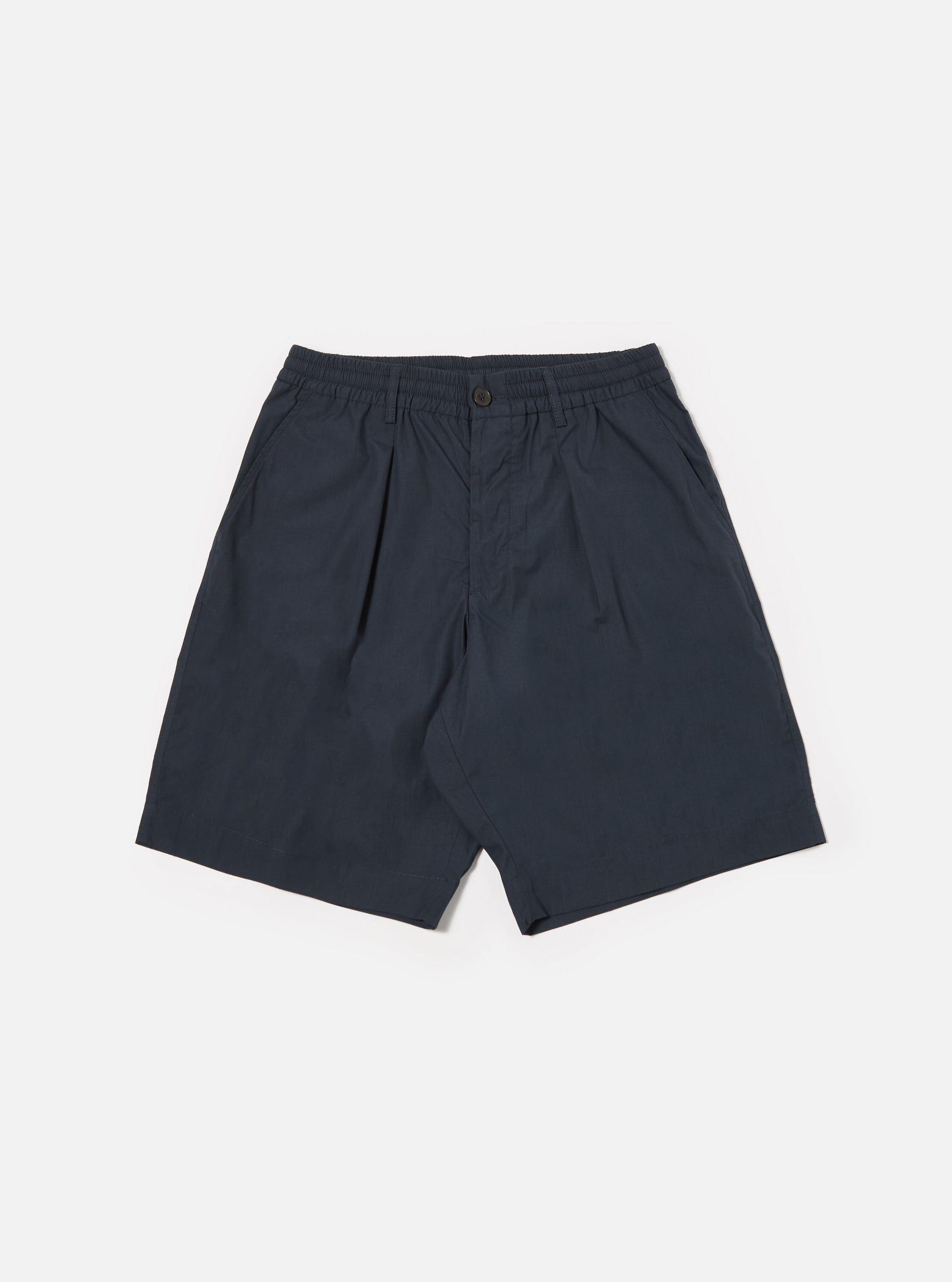 Universal Works Pleated Track Short in Navy Recycled Polytech