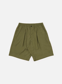 Universal Works Pleated Track Short in Olive Recycled Polytech