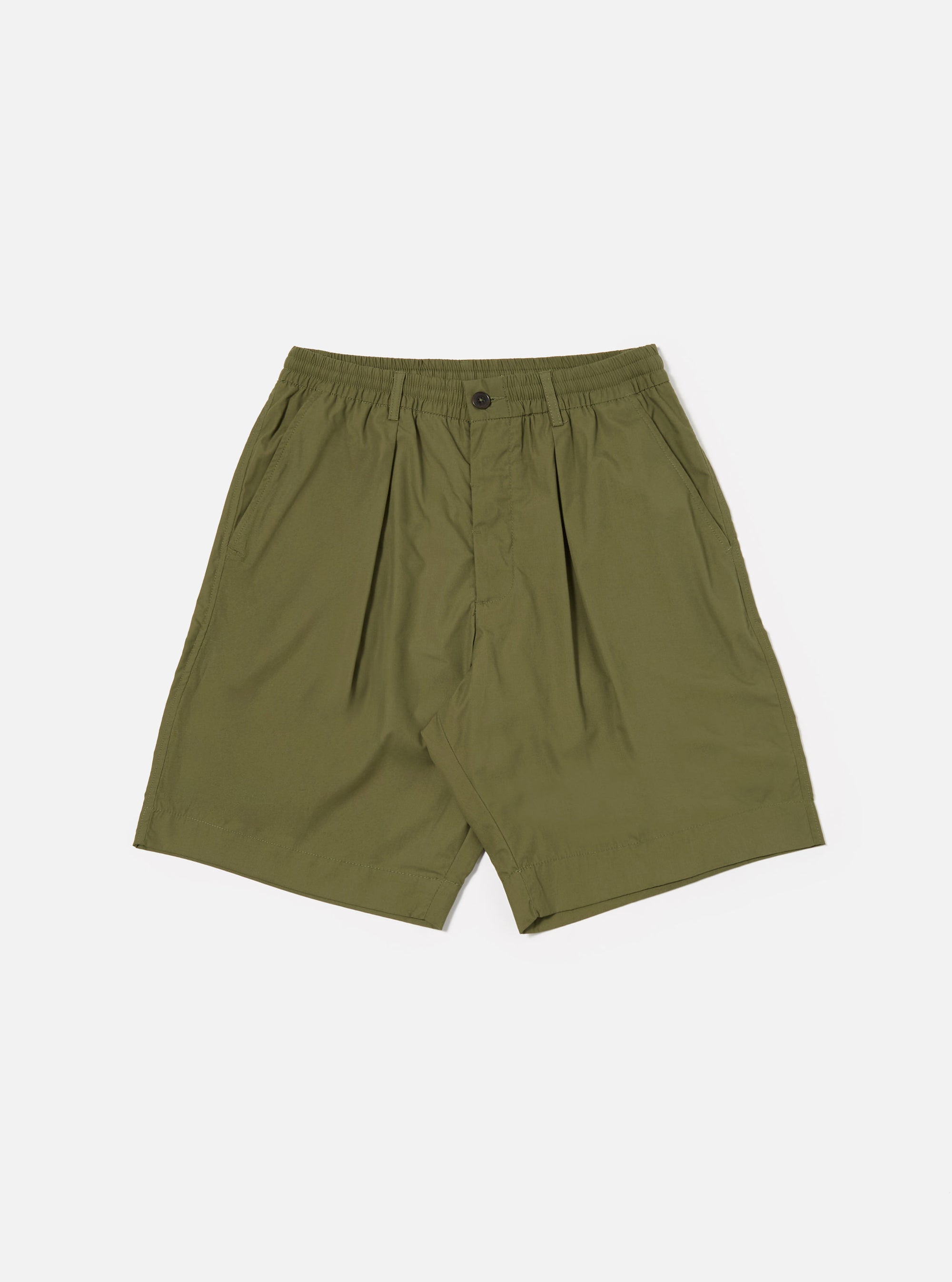 Universal Works Pleated Track Short in Olive Recycled Polytech