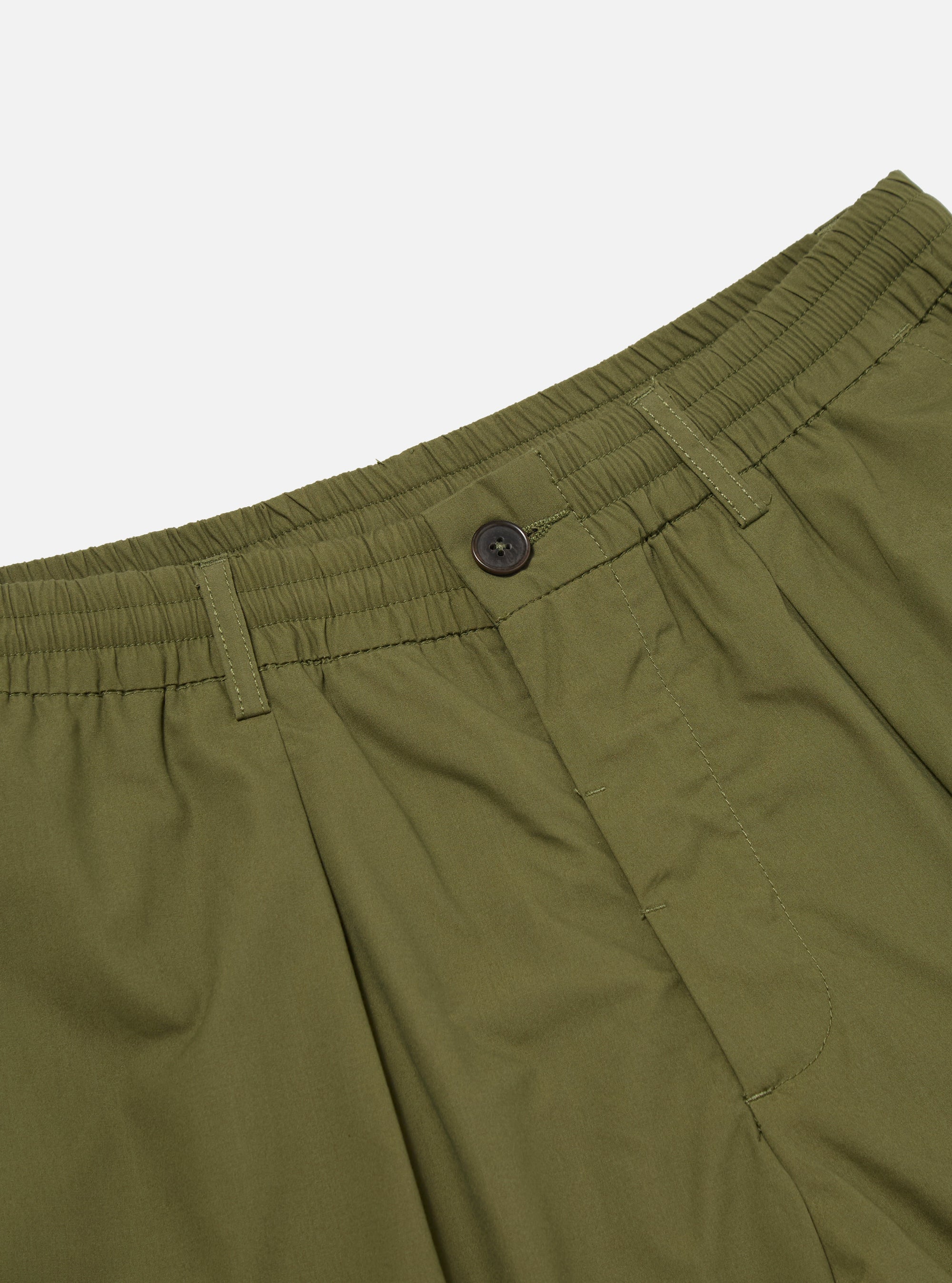 Universal Works Pleated Track Short in Olive Recycled Polytech