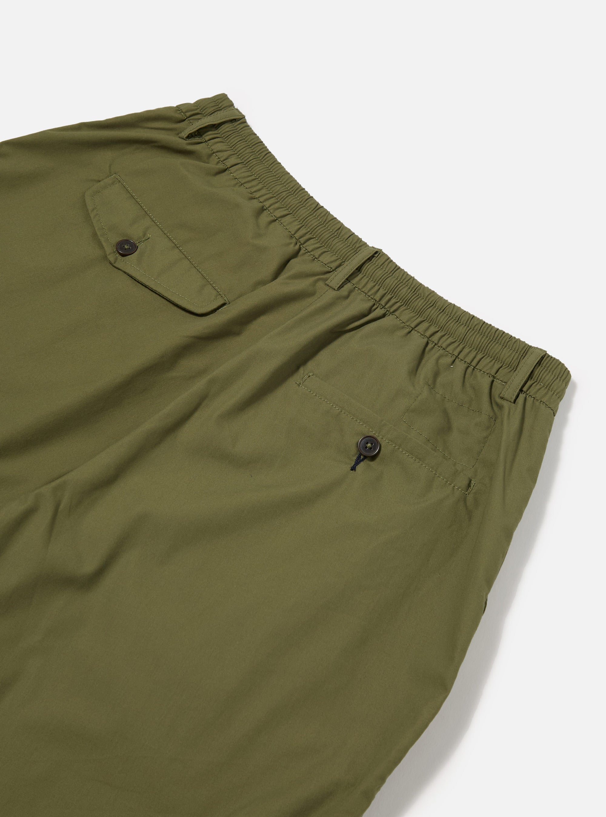 Universal Works Pleated Track Short in Olive Recycled Polytech