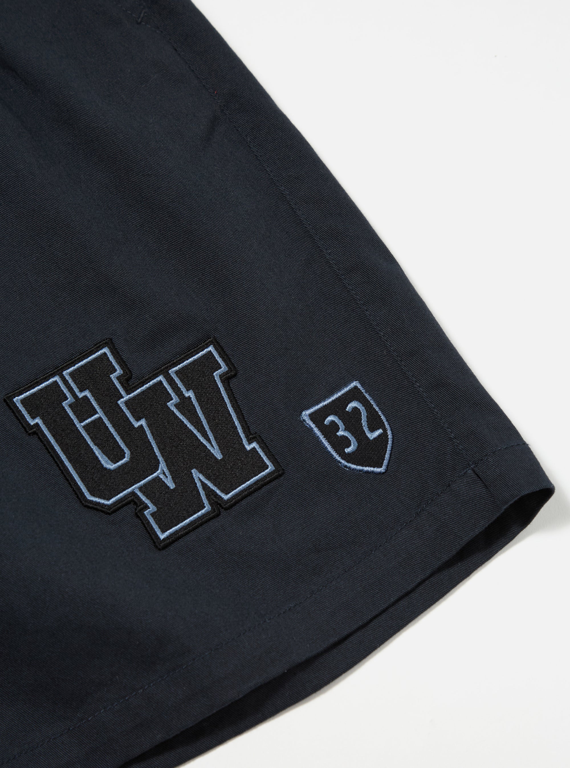 Universal Works Simple Short in Navy Twill/Badges