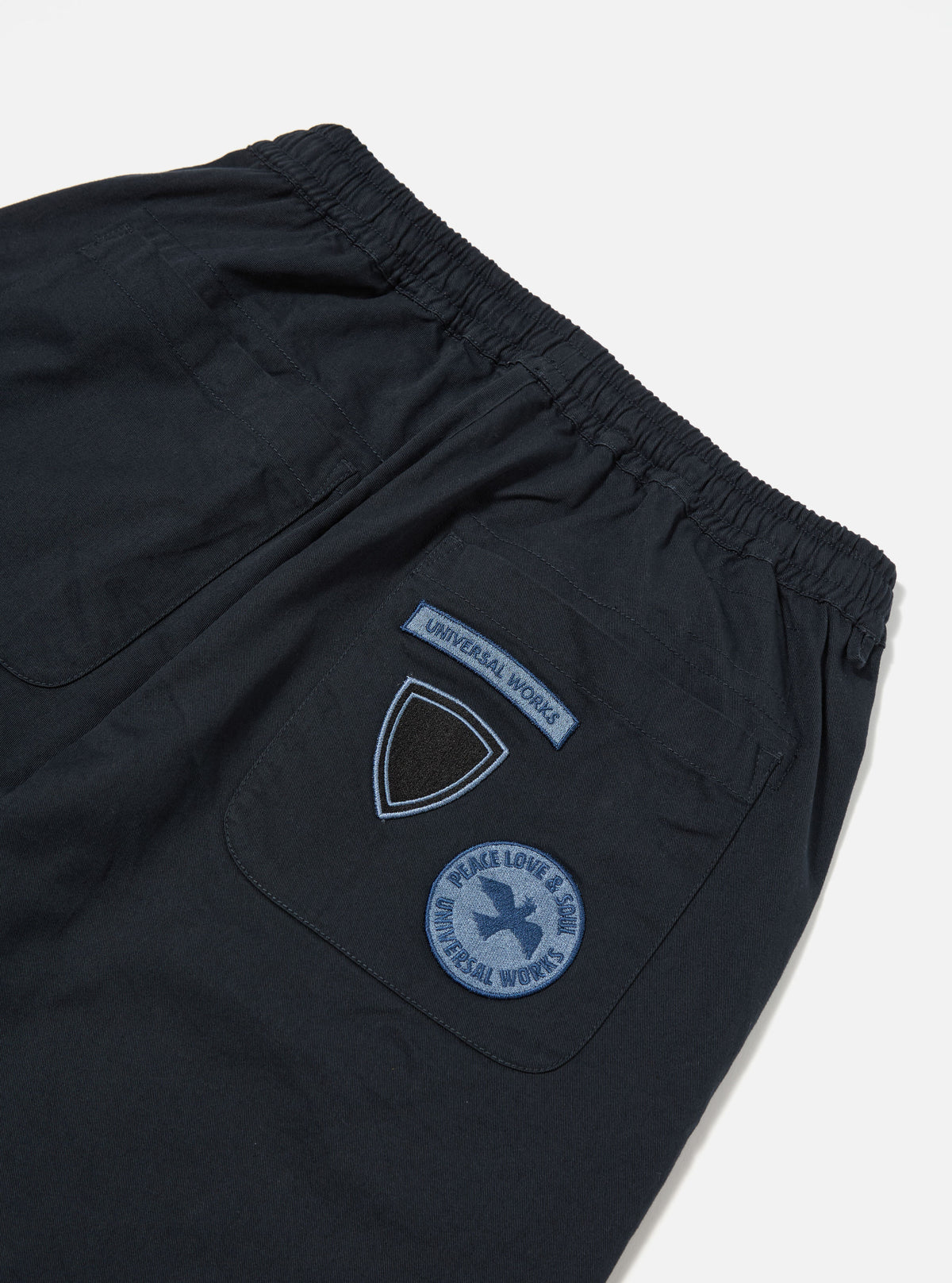 Universal Works Simple Short in Navy Twill/Badges