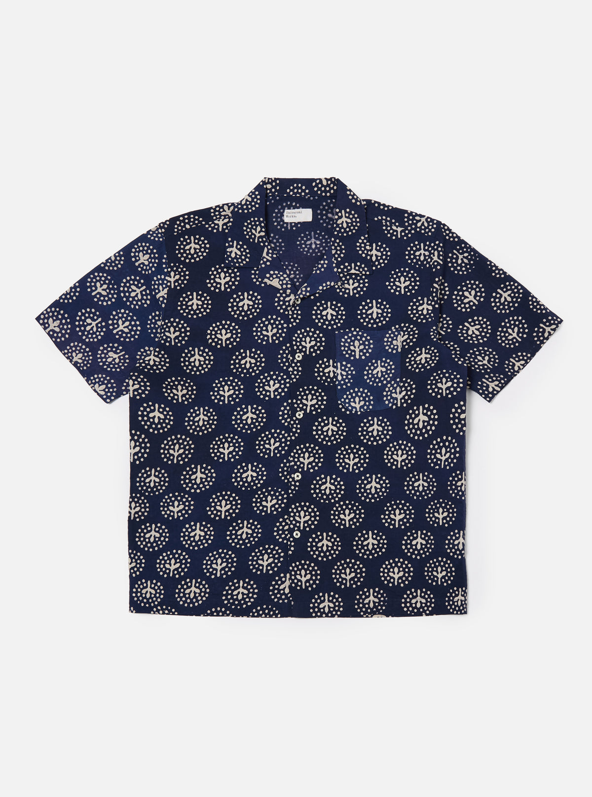 Universal Works Road Shirt in Navy Magic Circle Print