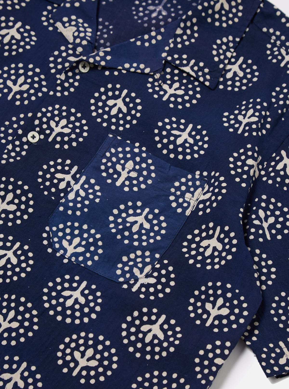 Universal Works Road Shirt in Navy Magic Circle Print