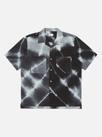 Universal Works Camper Shirt in Charcoal Tie N Dye Seersucker