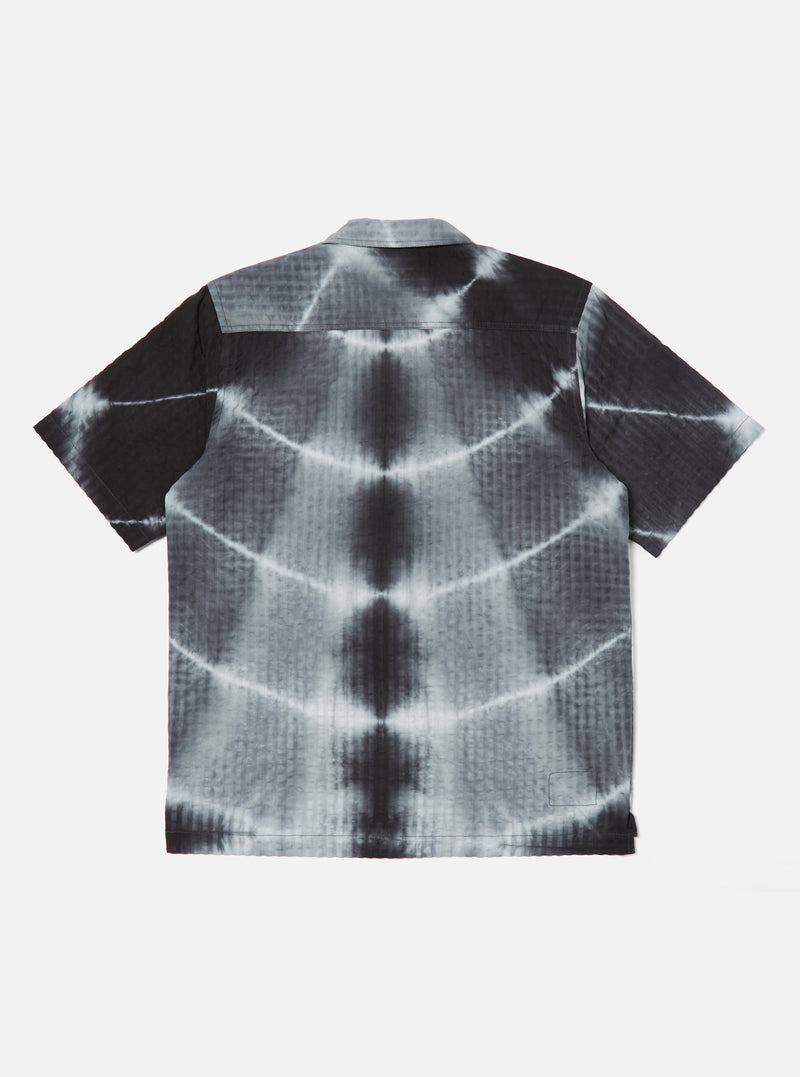 Universal Works Camper Shirt in Charcoal Tie N Dye Seersucker