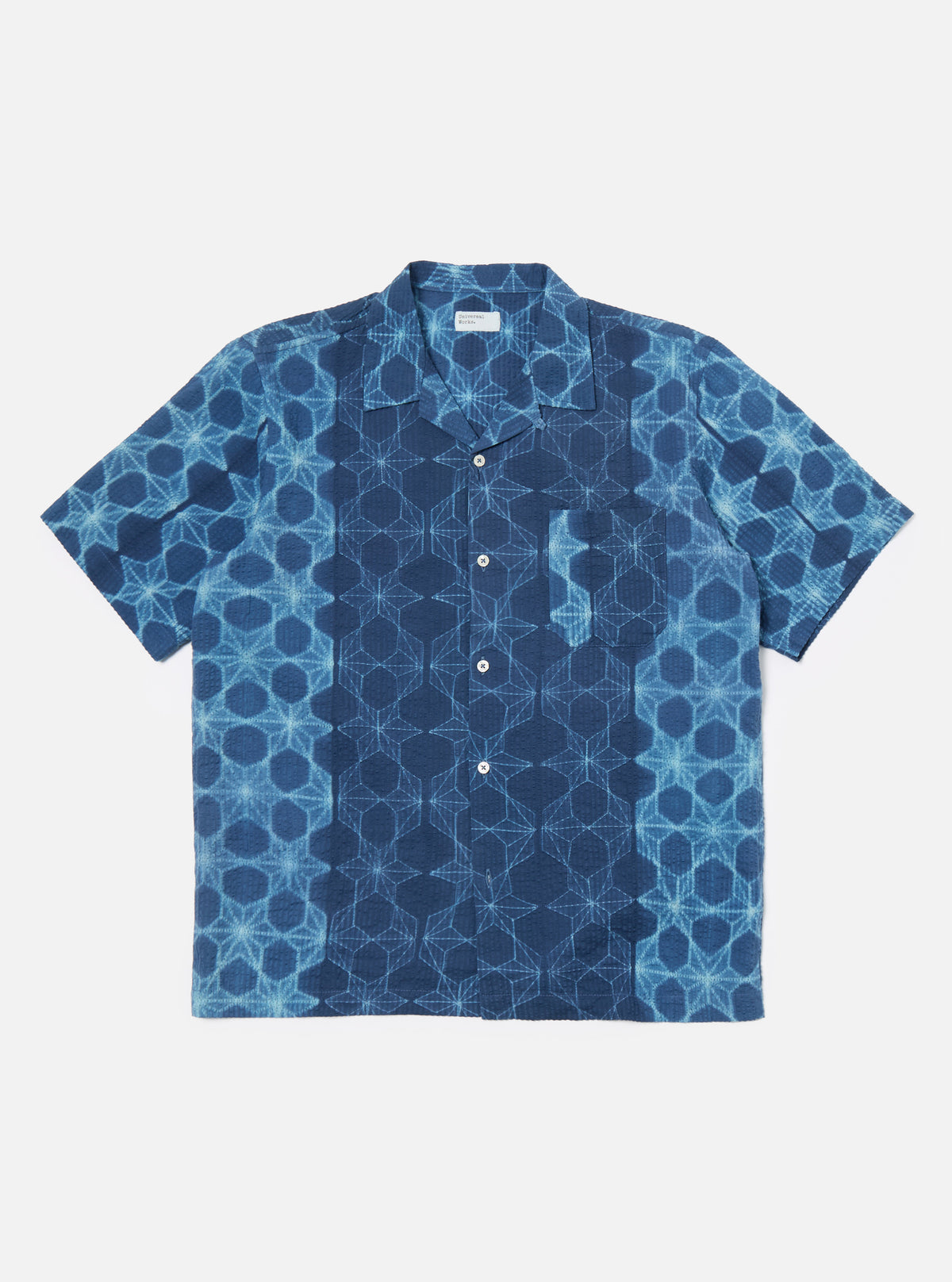 Universal Works Road Shirt in Indigo Needle Tye N Dye