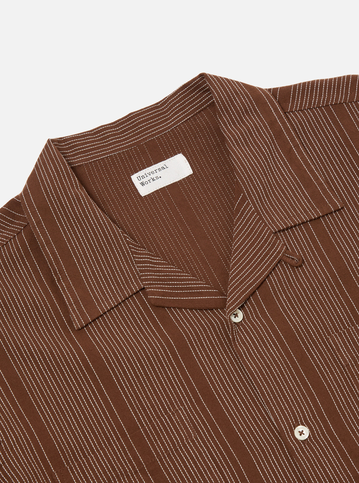 Universal Works Sal Road Shirt in Brown Kantha Stripe