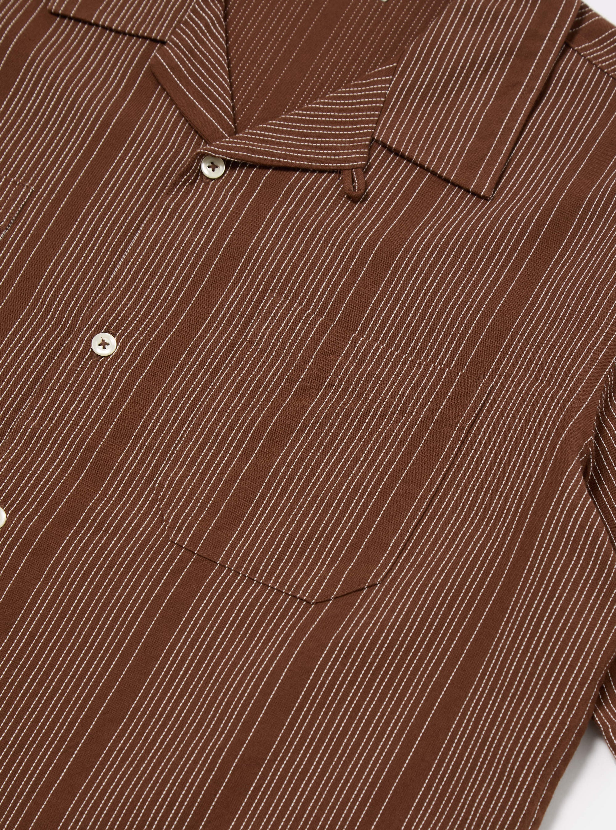 Universal Works Sal Road Shirt in Brown Kantha Stripe