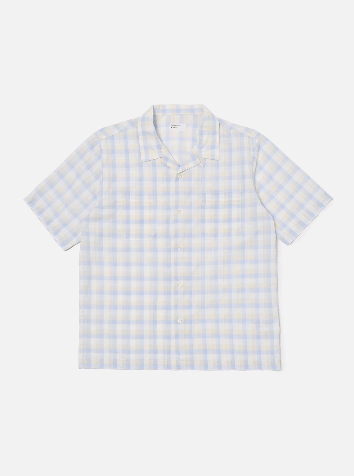 Universal Works Sal Road Shirt in Blue Pastel Check