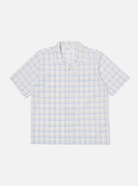 Universal Works Sal Road Shirt in Blue Pastel Check