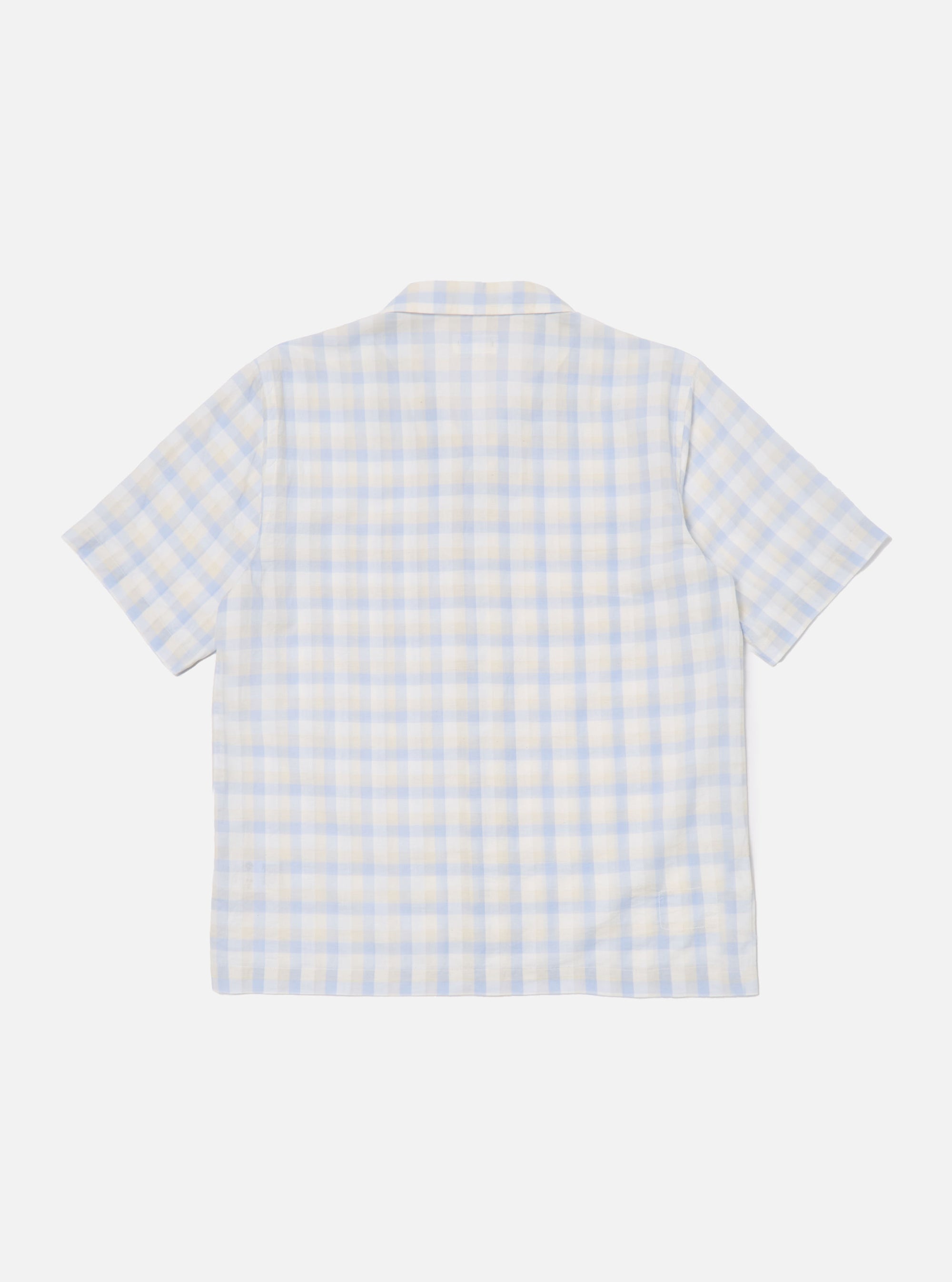 Universal Works Sal Road Shirt in Blue Pastel Check