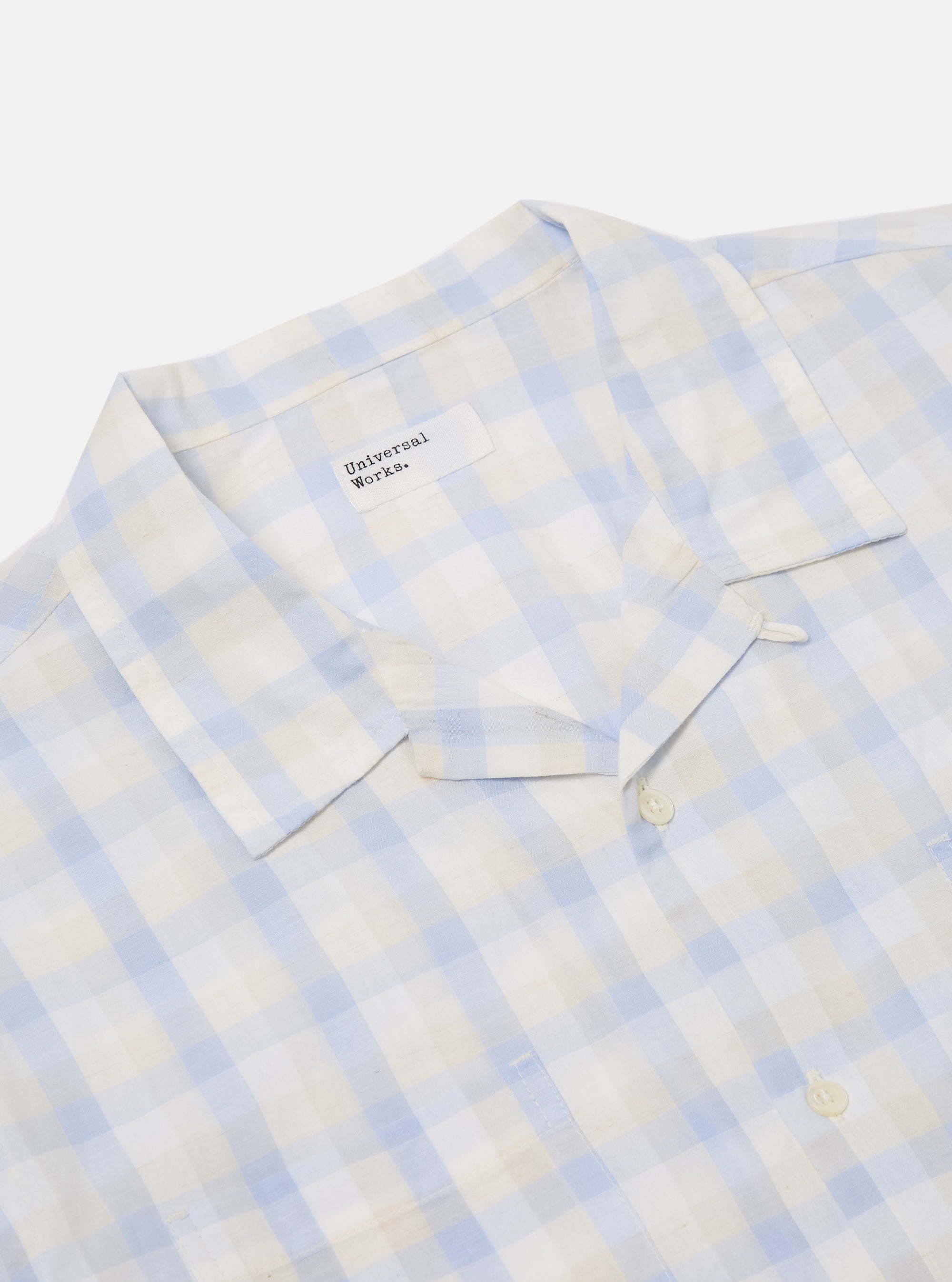 Universal Works Sal Road Shirt in Blue Pastel Check