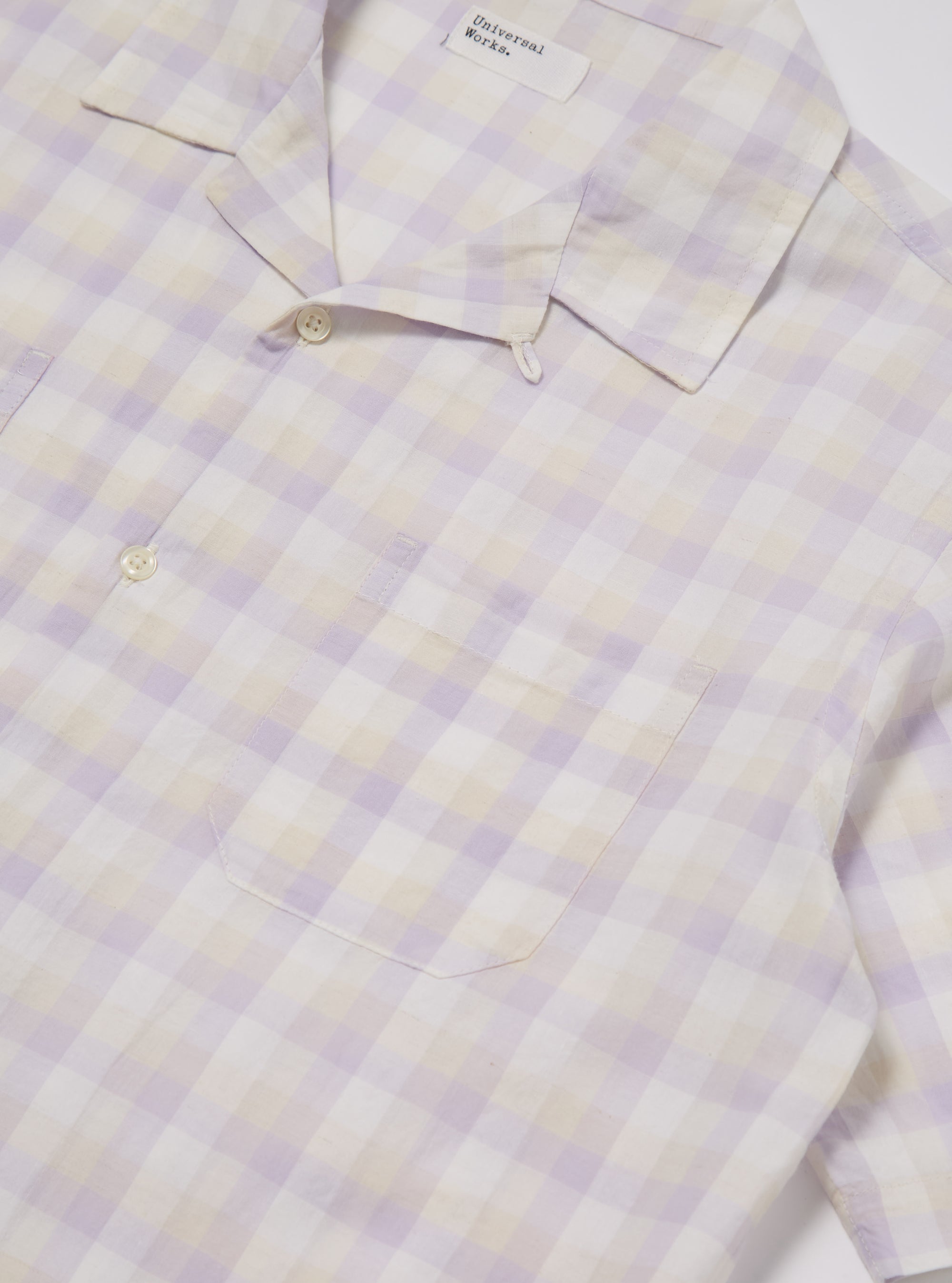 Universal Works Sal Road Shirt in Lilac Pastel Check