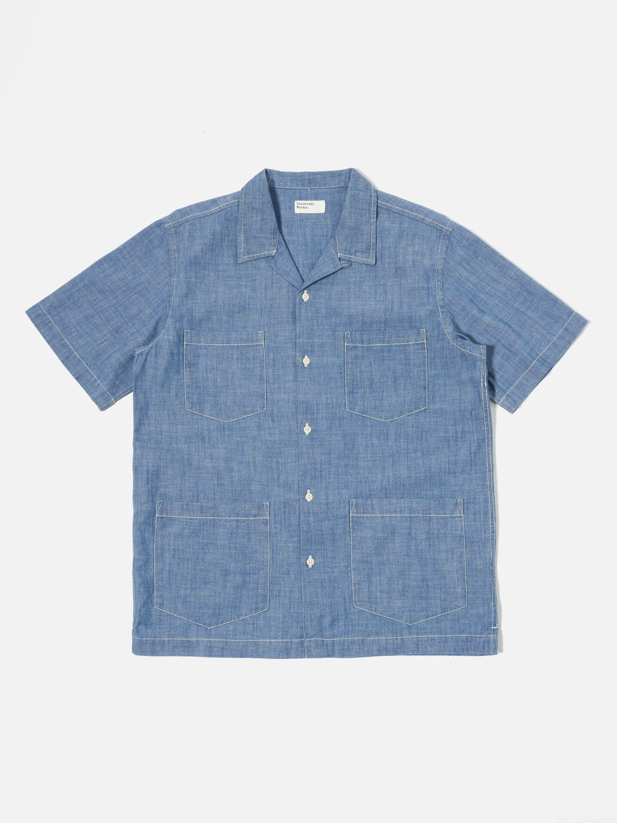 Universal Works Summer Overshirt in Washed Indigo Chambray