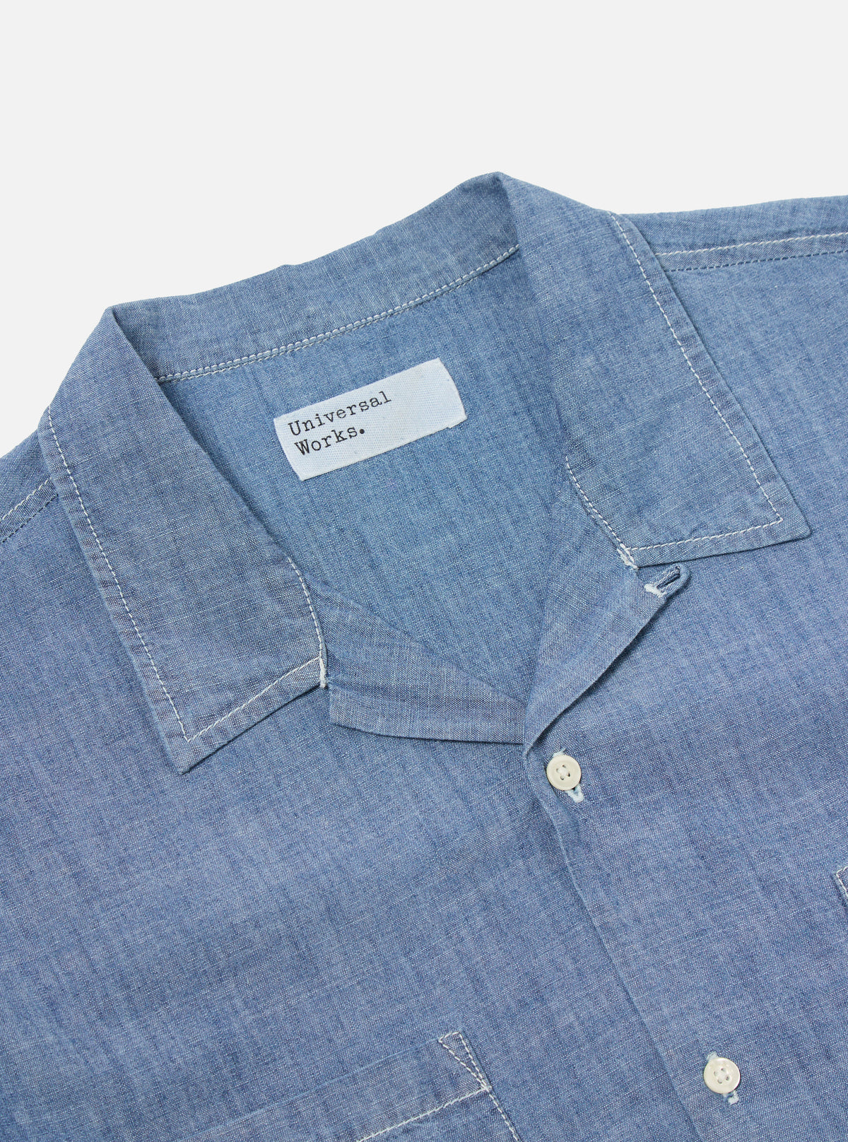 Universal Works Summer Overshirt in Washed Indigo Chambray