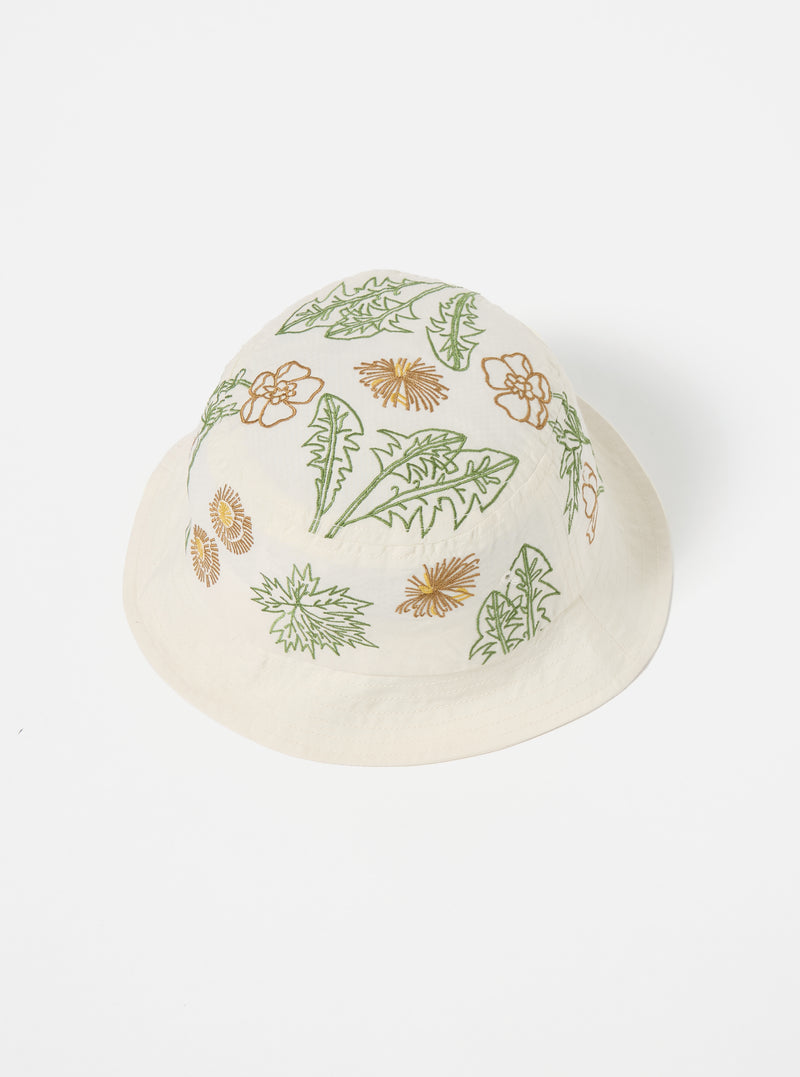 Flower Mountain x Universal Works Beach Hat in Ecru Broadcloth