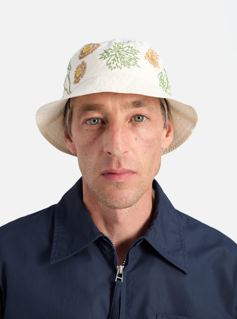 Flower Mountain x Universal Works Beach Hat in Ecru Broadcloth