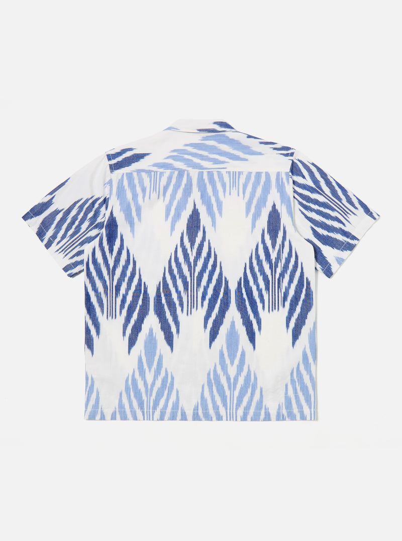 Universal Works Camp Shirt in Blue Peacock Ikat