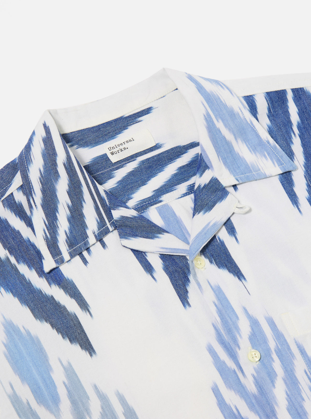 Universal Works Camp Shirt in Blue Peacock Ikat