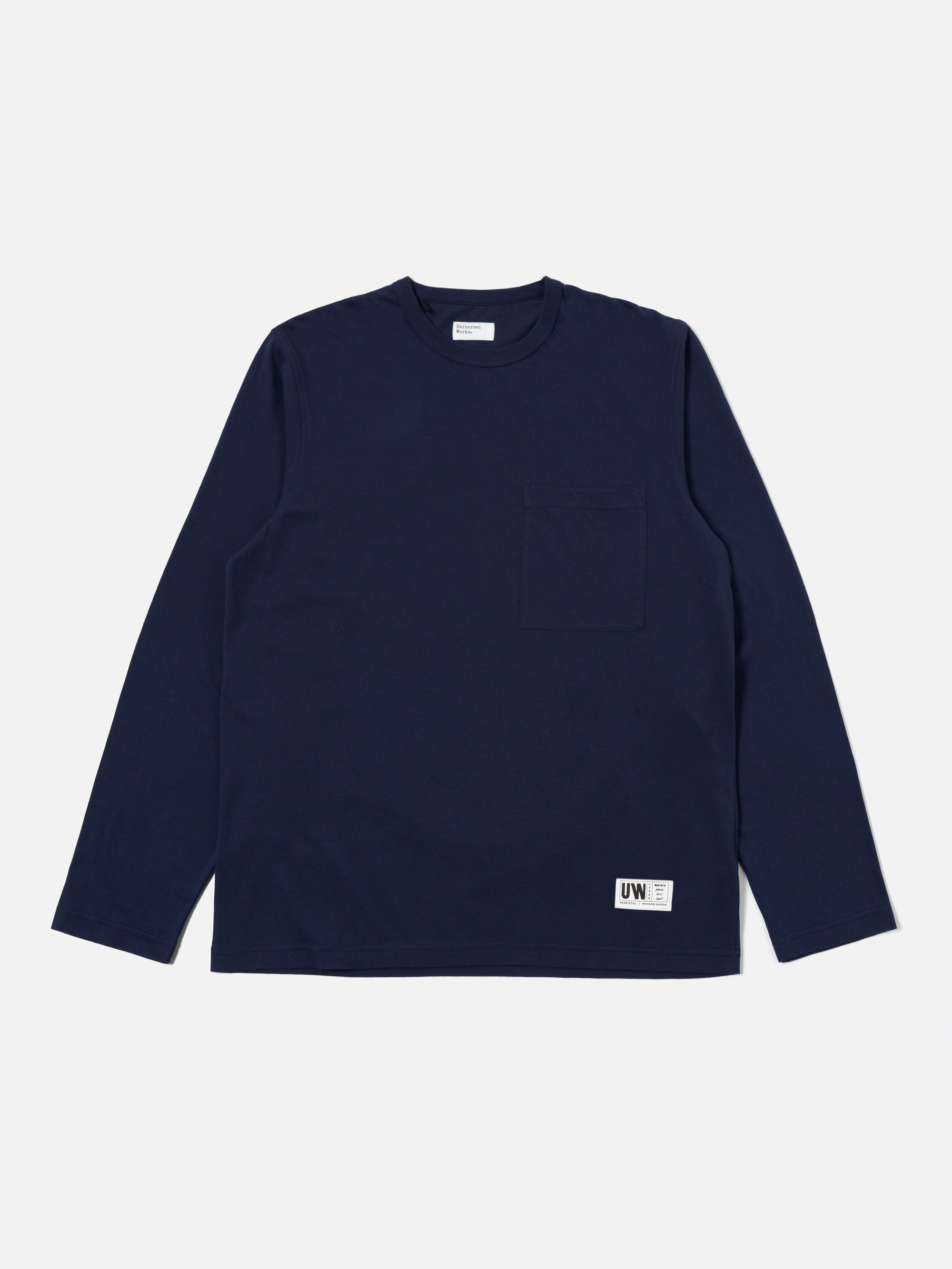 Universal Works L/S Tee in Navy Single Jersey