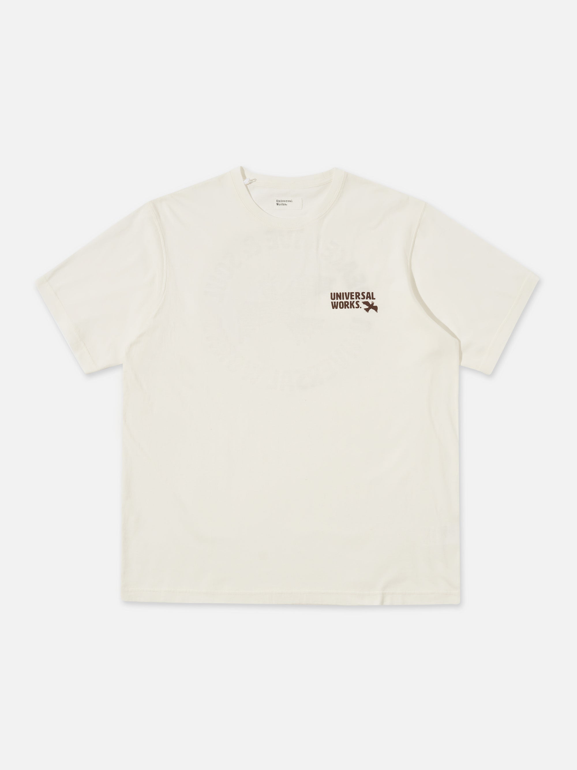 Universal Works Pls Print Tee in Ecru Single Jersey Pls