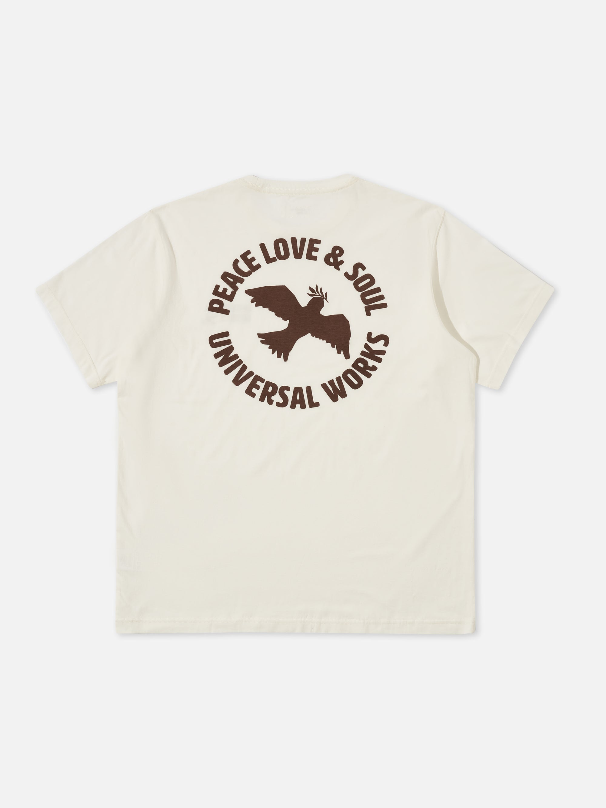 Universal Works Pls Print Tee in Ecru Single Jersey Pls