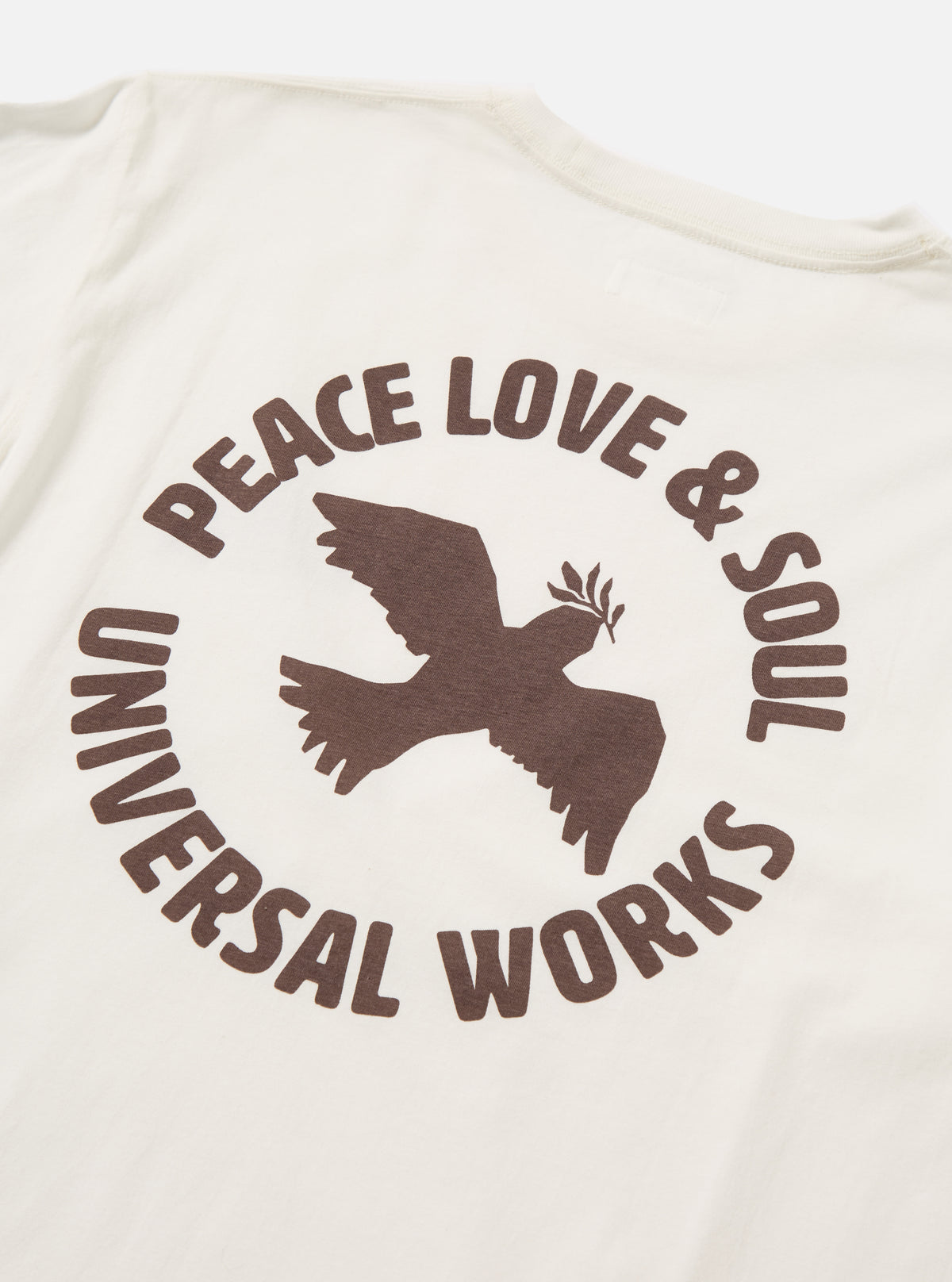 Universal Works Pls Print Tee in Ecru Single Jersey Pls