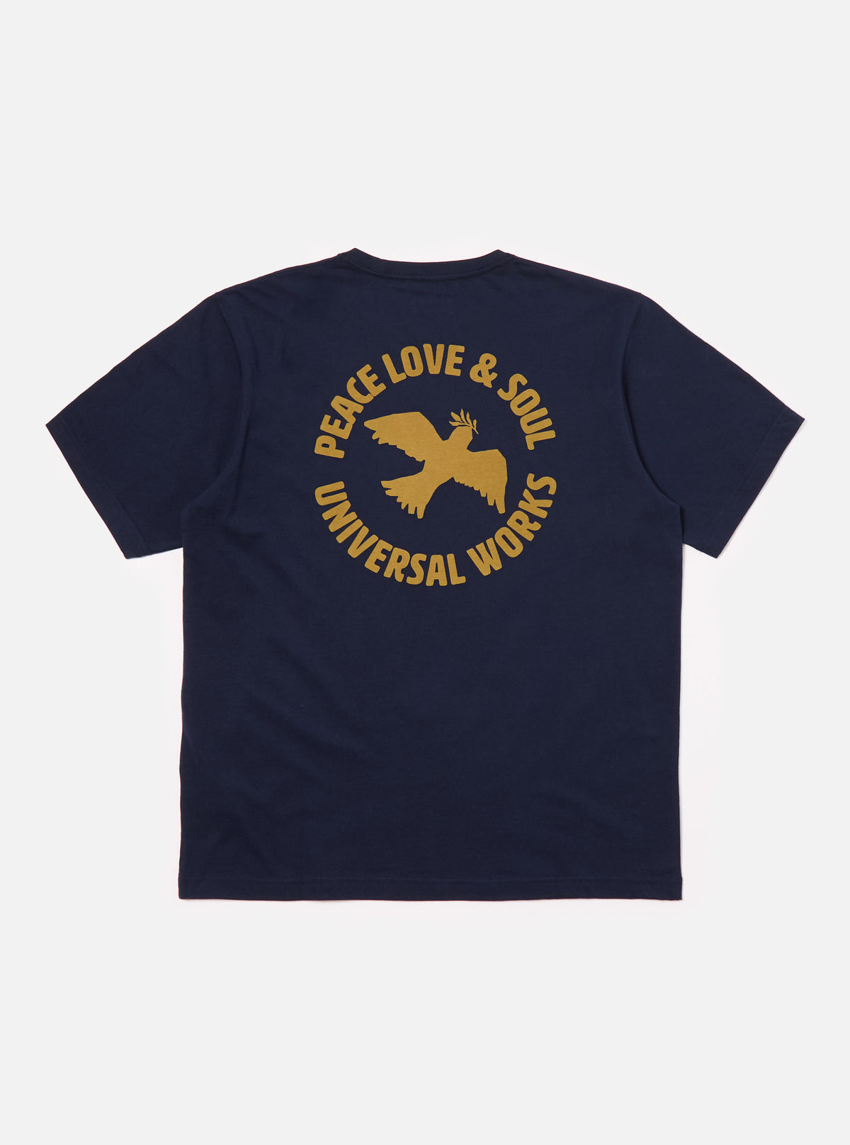 Universal Works Pls Print Tee in Navy Single Jersey Pls