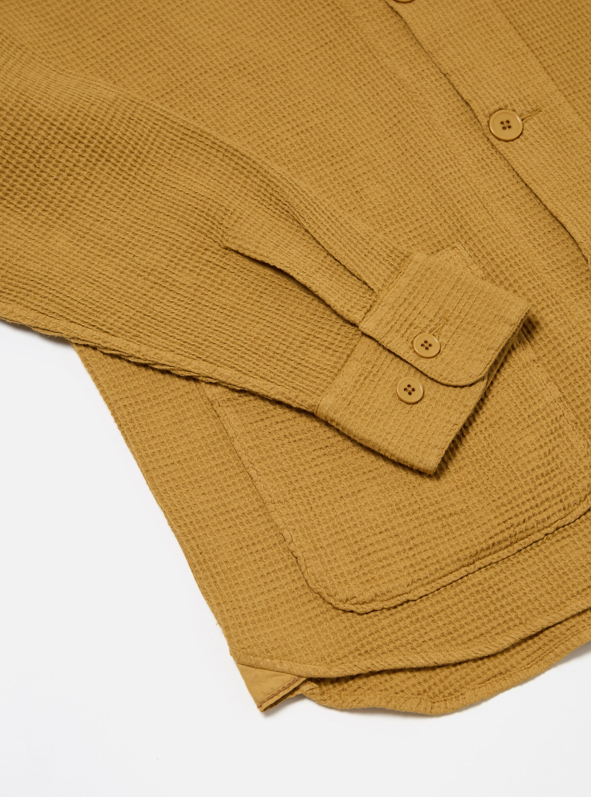 Universal Works Travail Overshirt in Camel Nippon Waffle