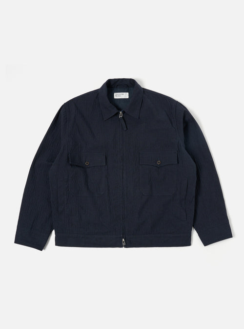 Universal Works E130 Jacket in Dark Navy Ospina Cotton