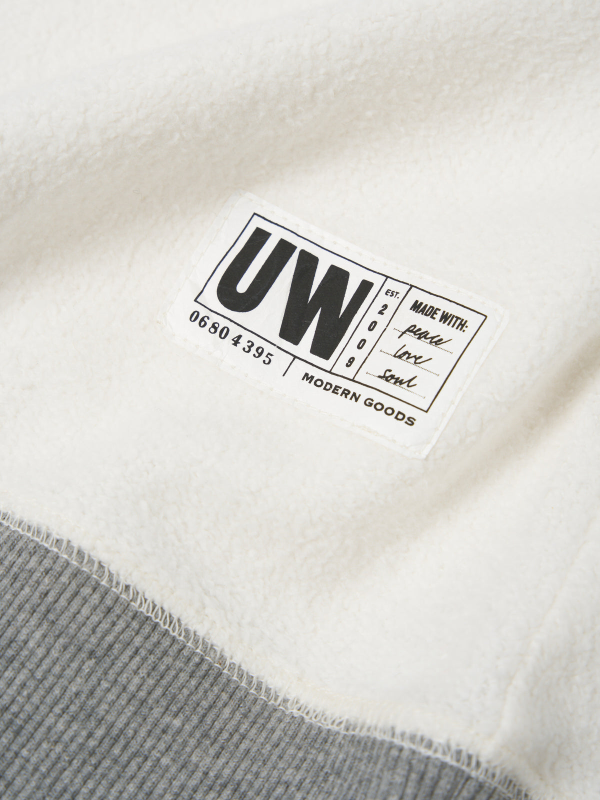 Universal Works Short Sleeve Crew in Ecru Brush Back Sweat