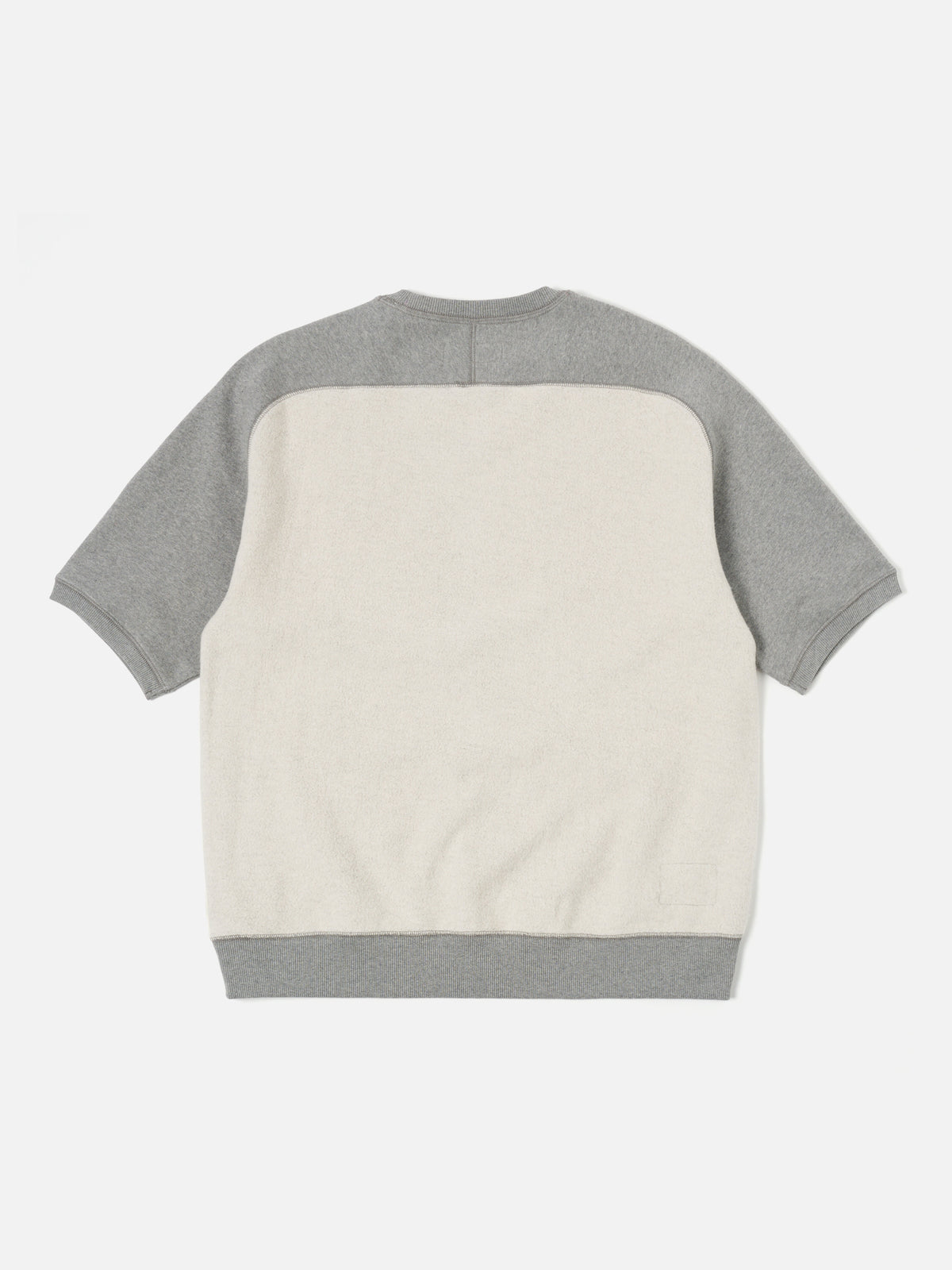 Universal Works Short Sleeve Crew in Grey Marl Brush Back Sweat