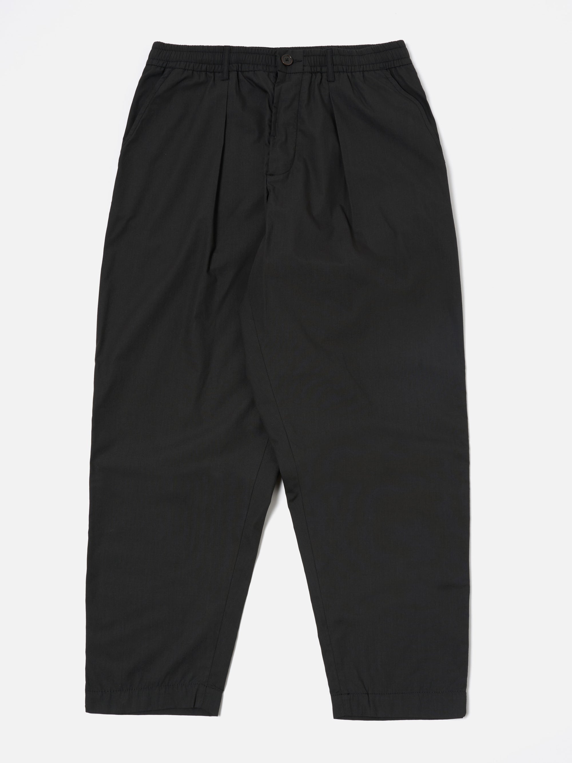 Universal Works Pleated Track Pant in Black Recycled Polytech