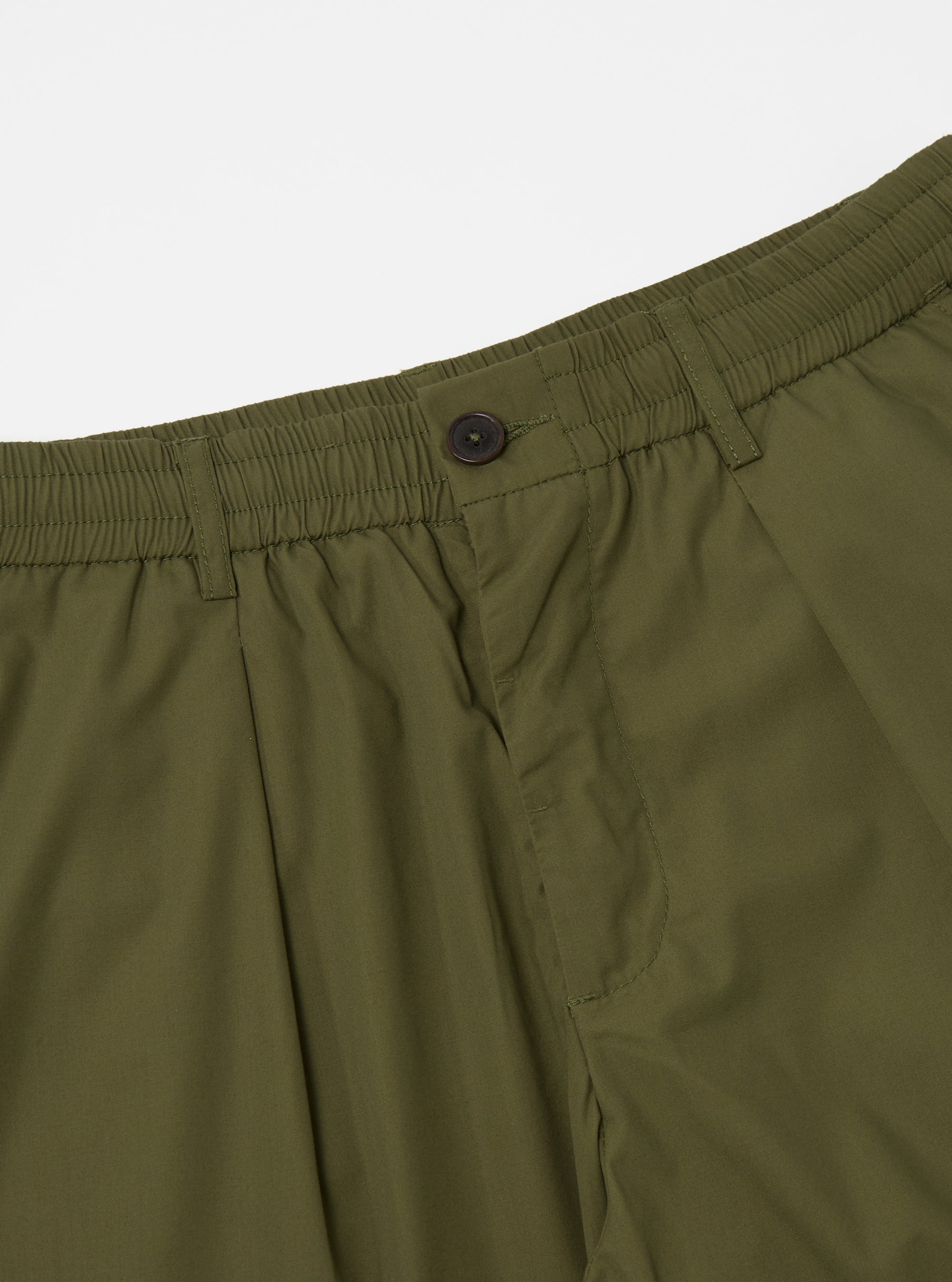 Universal Works Pleated Track Pant in Olive Recycled Polytech