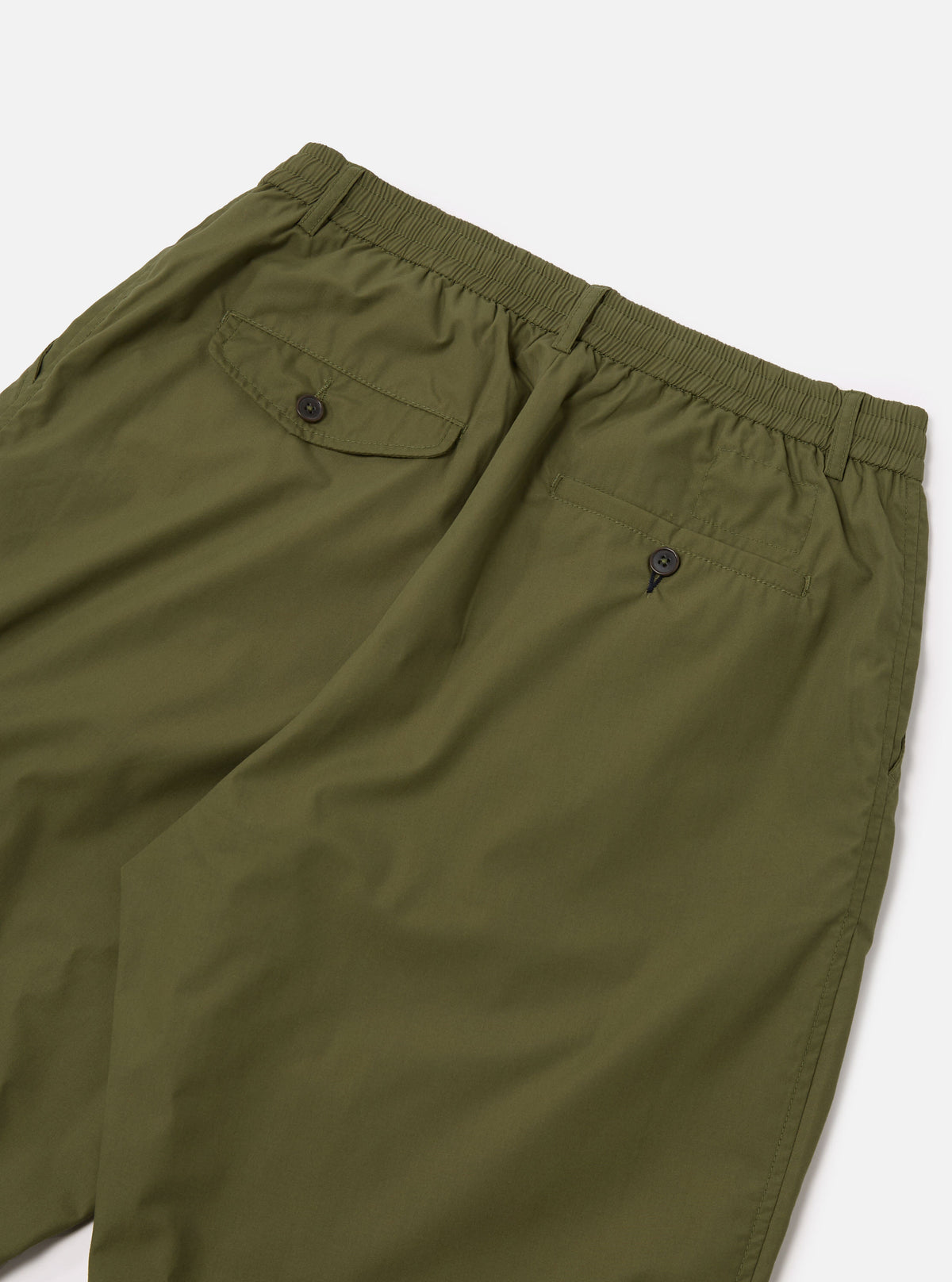 Universal Works Pleated Track Pant in Olive Recycled Polytech