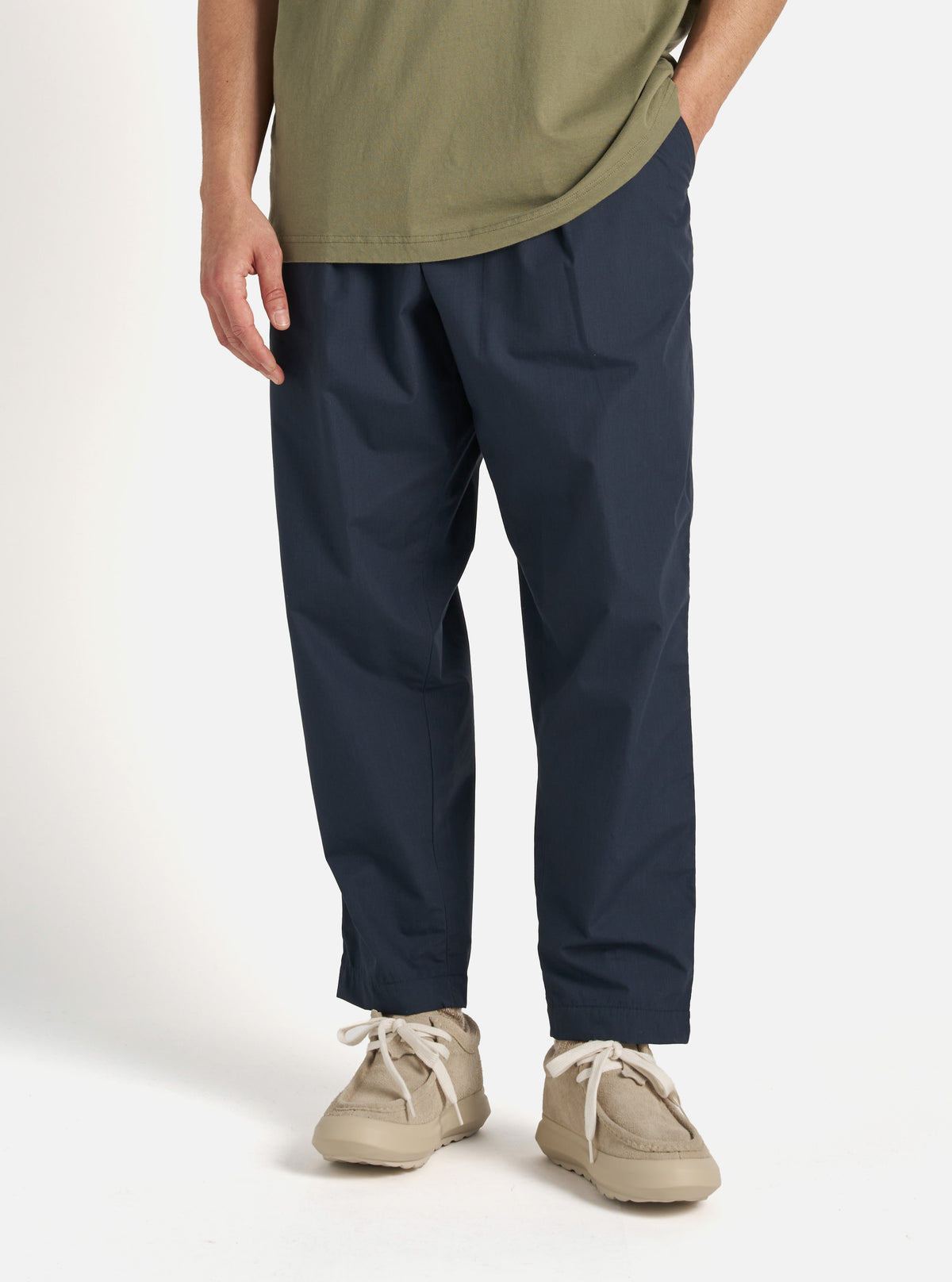 Universal Works Pleated Track Pant in Navy Recycled Polytech