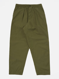 Universal Works Pleated Track Pant in Olive Recycled Polytech