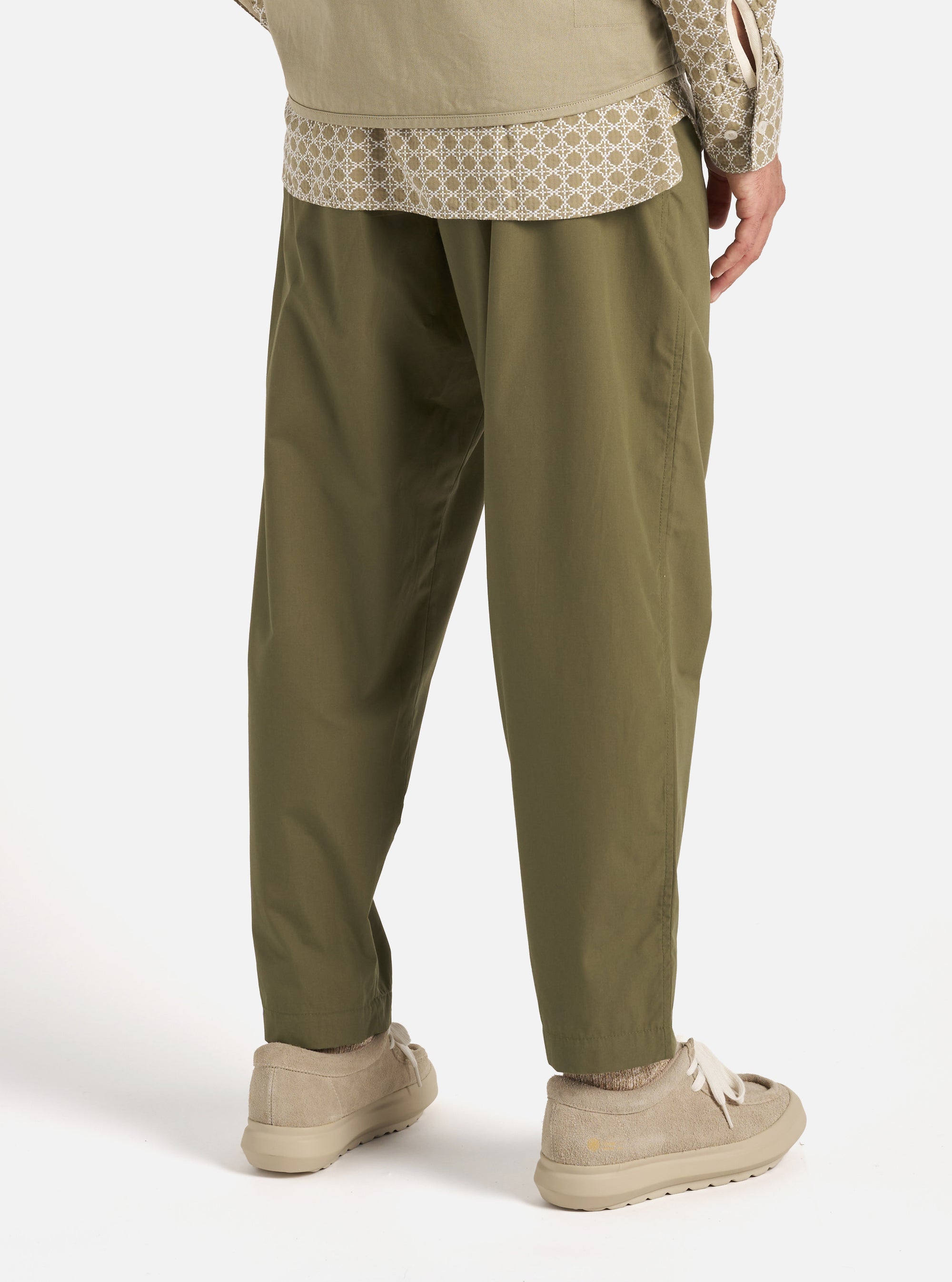 Universal Works Pleated Track Pant in Olive Recycled Polytech