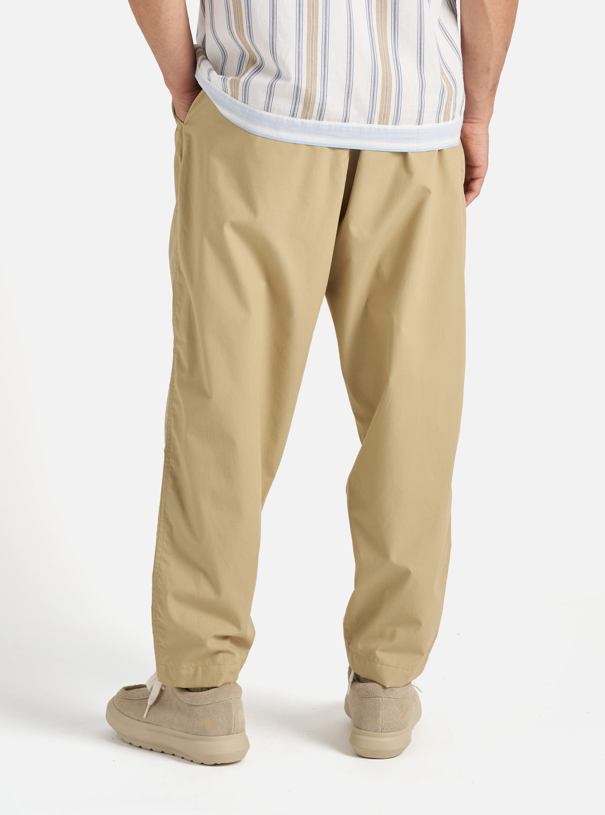 Universal Works Pleated Track Pant in Sand Recycled Polytech