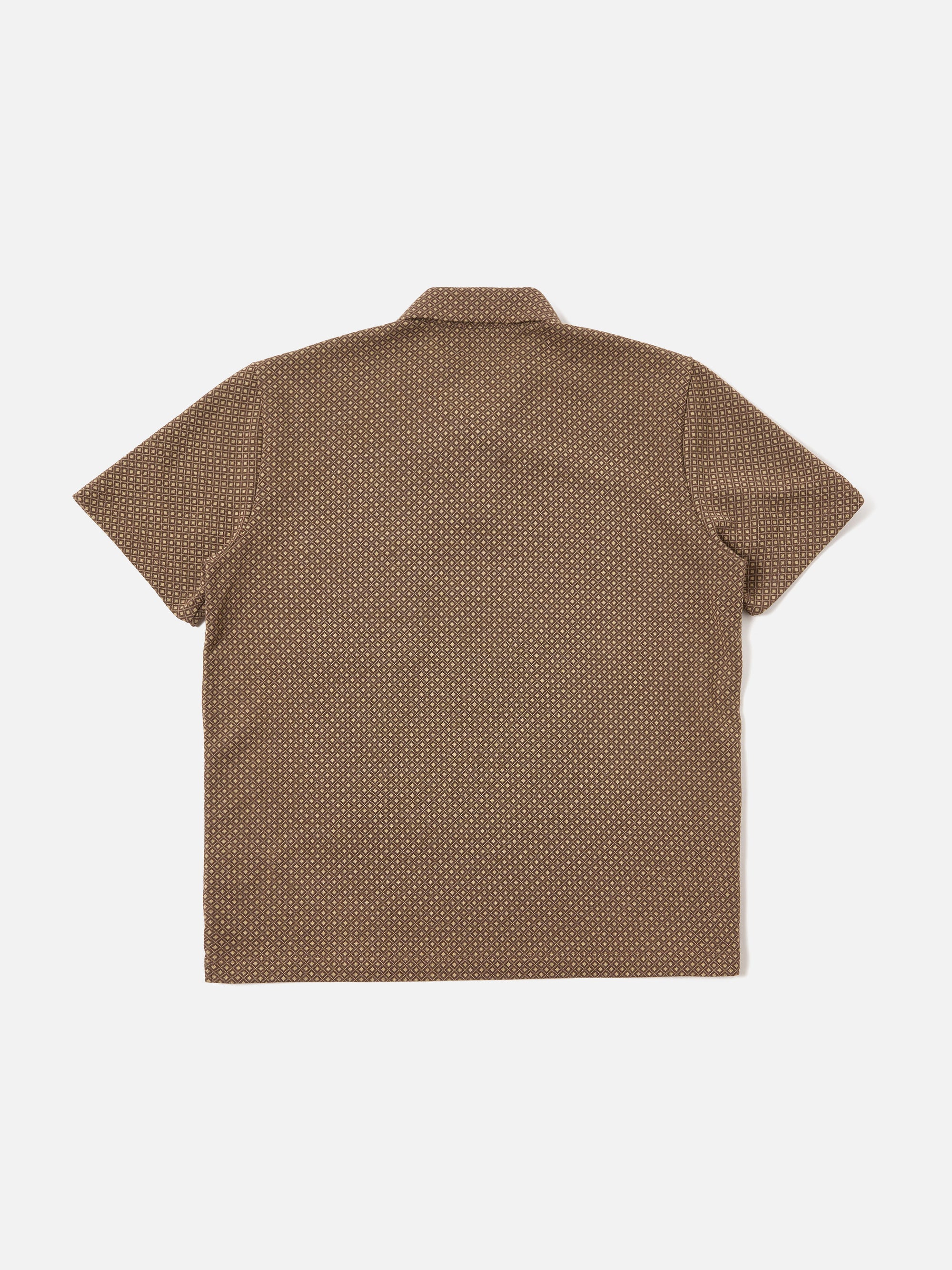 Universal Works Newlyn Polo in Brown Cotton Mix Fleece