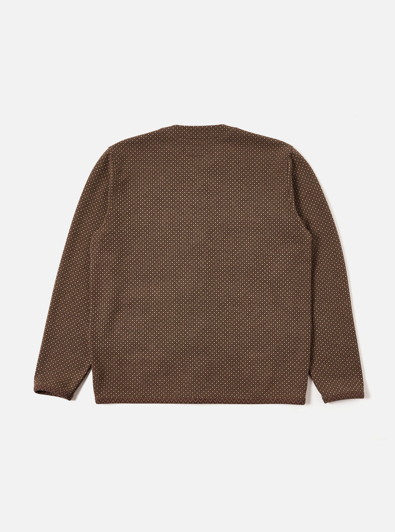 Universal Works Cardigan in Brown Cotton Mix Fleece