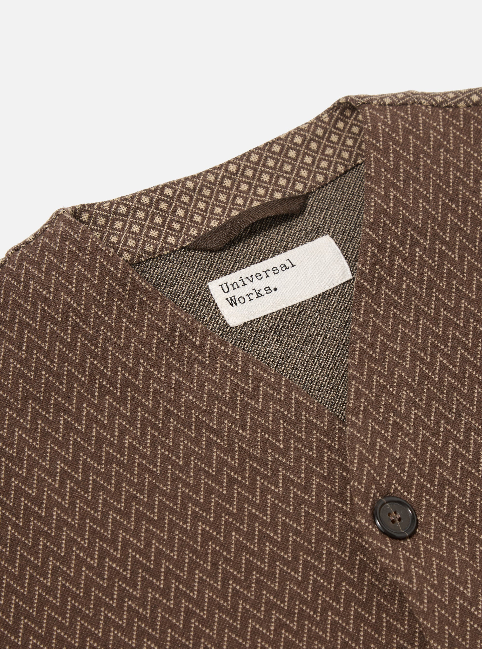 Universal Works Cardigan in Brown Cotton Mix Fleece